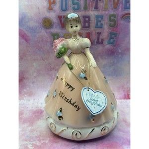 Vintage Josef Originals Happy Birthday Lady with Roses Music Box